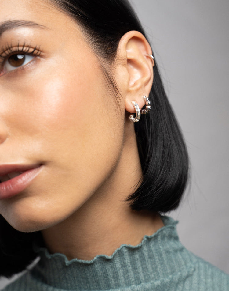 Sharla Small Silver Artisanal Hoop Earrings